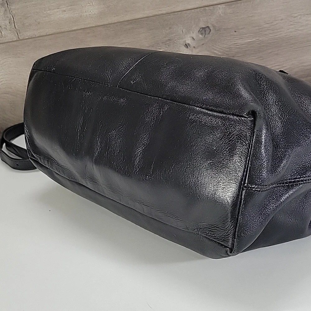 Elliott Lucca Black Leather Satchel with Braided Handles